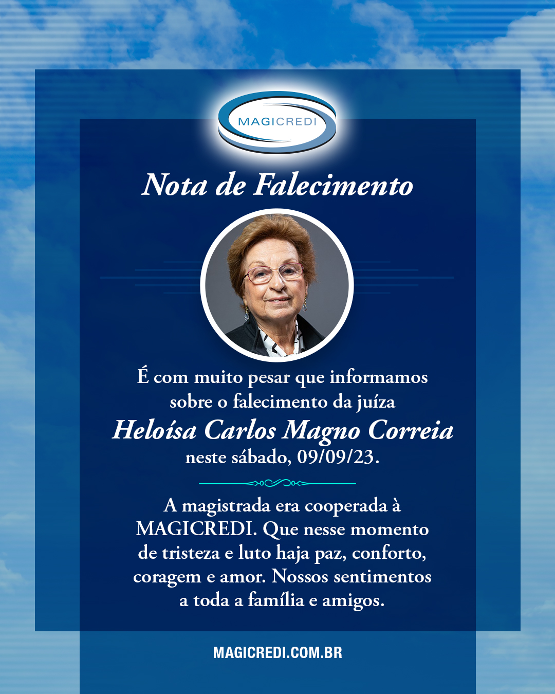 Nota de Falecimento – Juíza Heloísa Carlos Magno Correia