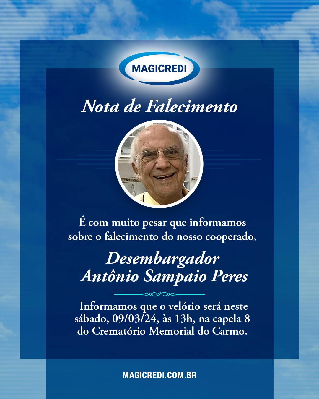 Nota de Falecimento – Desembargador Antônio Sampaio Peres